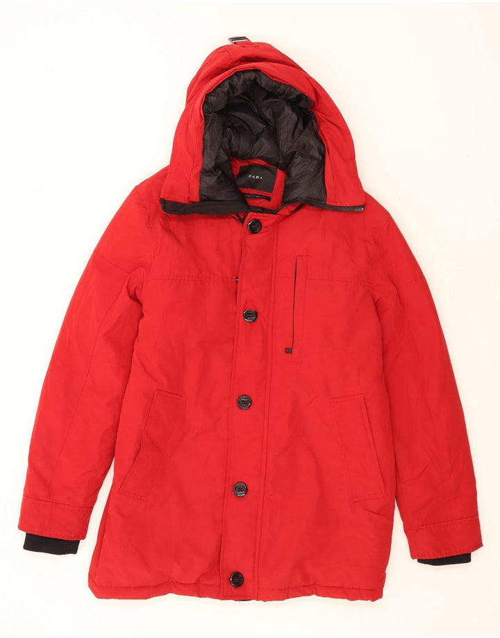 ZARA Chaqueta cortavientos con capucha para hombre UK 40 Large Rojo