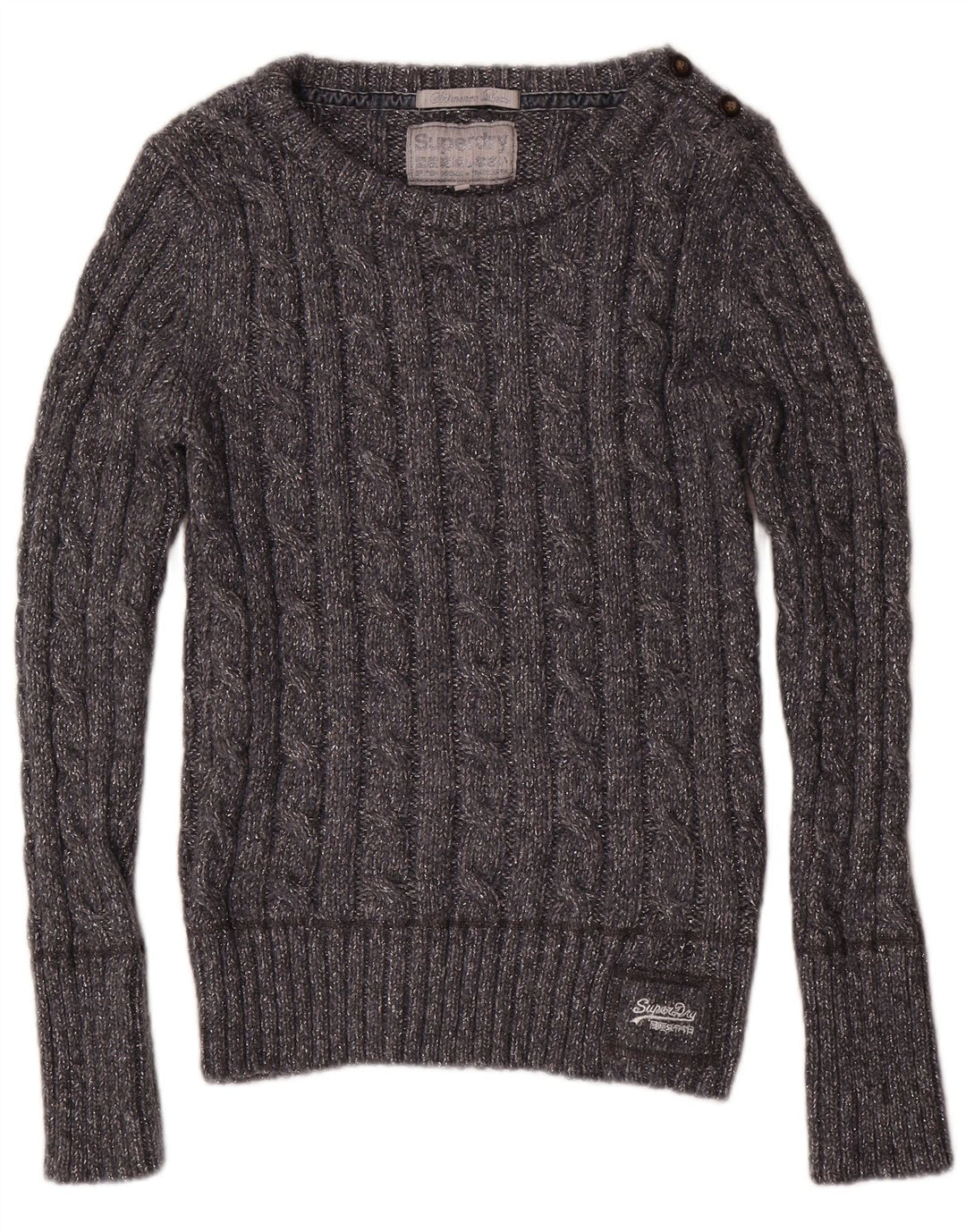 SUPERDRY Suéter tipo jersey con cuello barco para mujer UK 46 Poliéster gris grande