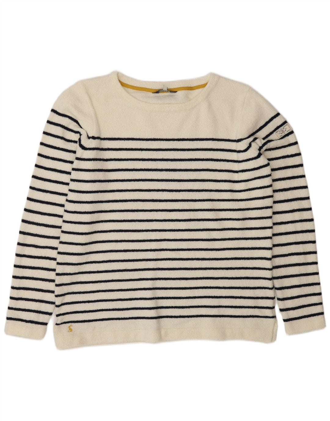 JOULES Suéter tipo jersey con cuello barco para mujer UK 46 Poliéster a rayas blancas grandes