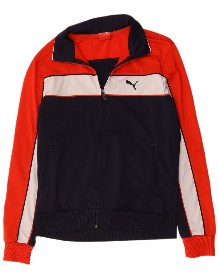 Puma Chaqueta superior de chándal para hombre Poliéster color block azul marino mediano