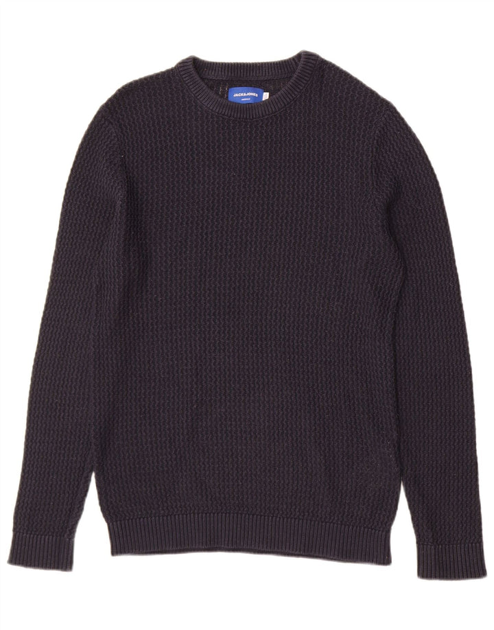 Jack & Jones Mens Crew Neck Jumper Sweater Medio Azul Marino Acrílico
