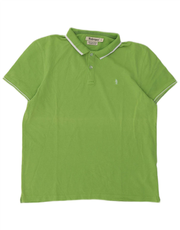 Refrigiwear Polo para hombre de algodón verde grande