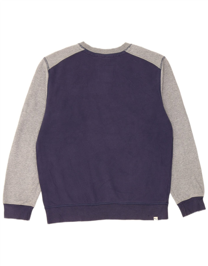 Puma Hombre Sudadera Gráfica Jumper Medium Azul Marino Colorblock Algodón