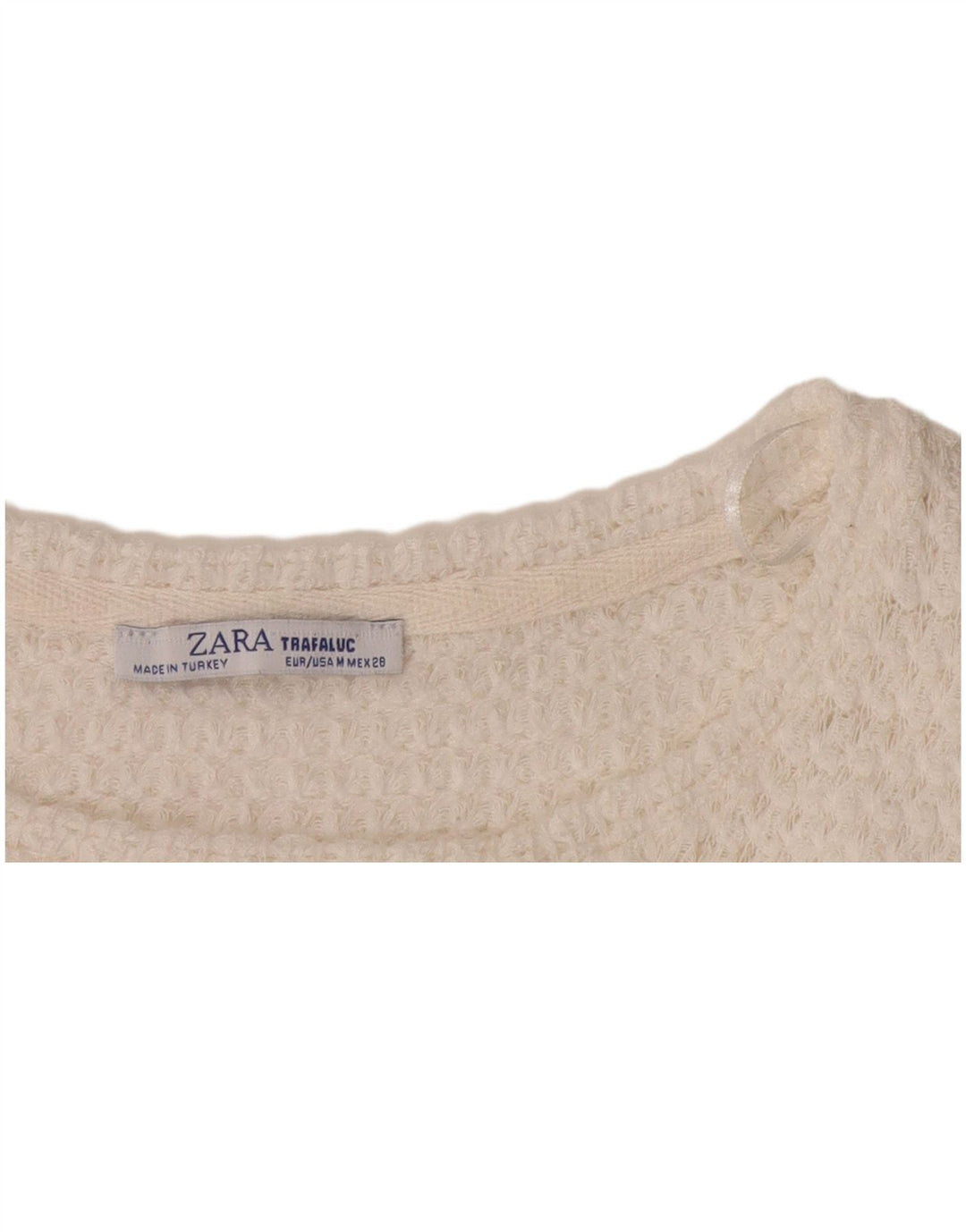 Zara Mujer Trafaluc Blusa De Punto Top UK 44 Medio Blanco