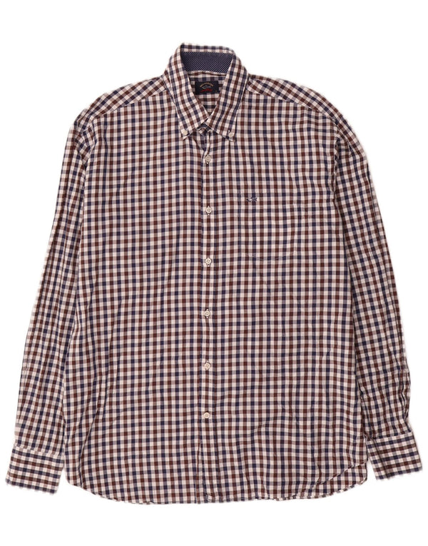 Camisa náutica para hombre Paul & Shark Talla 43 Algodón a cuadros multicolor grande