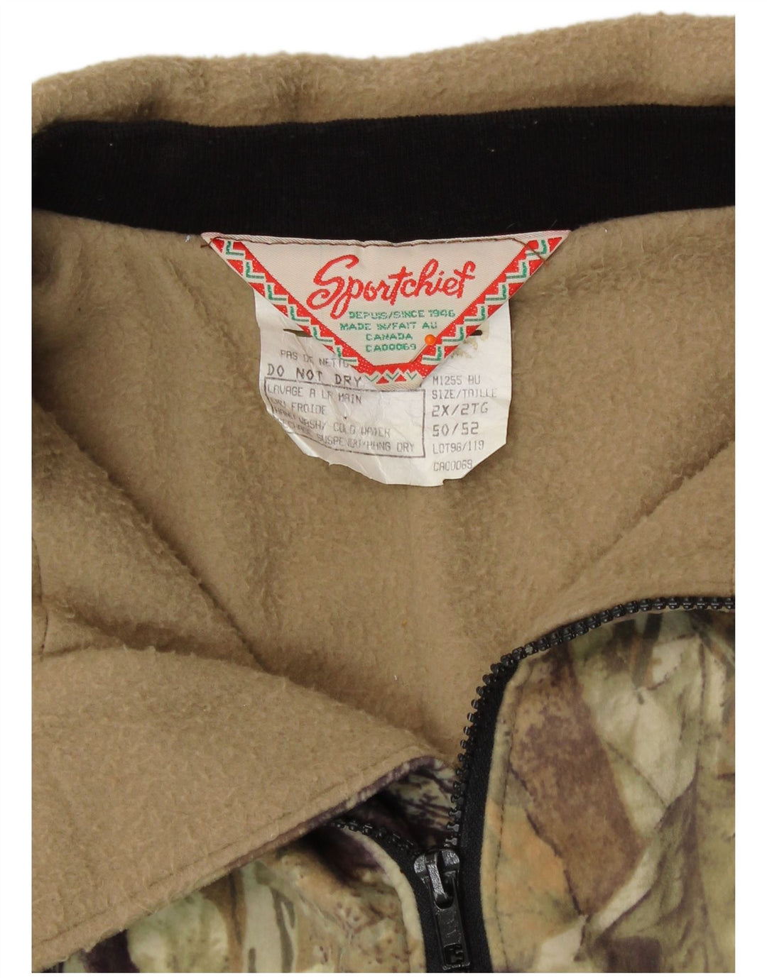 Chaqueta cortavientos vintage para hombre IT 50/52 Poliéster floral caqui grande