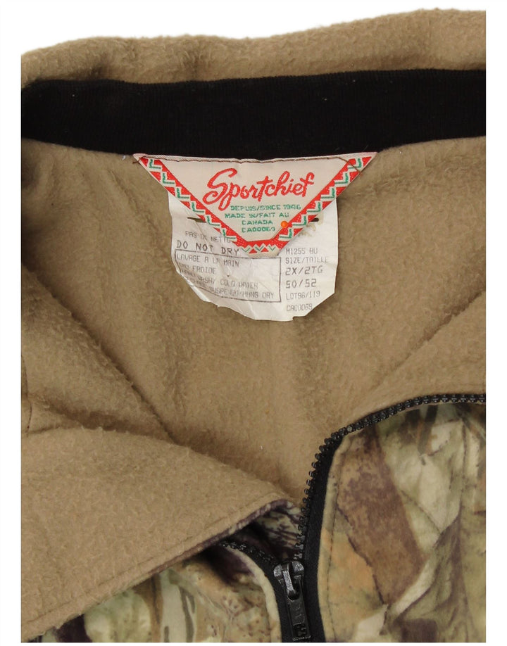 Chaqueta cortavientos vintage para hombre IT 50/52 Poliéster floral caqui grande