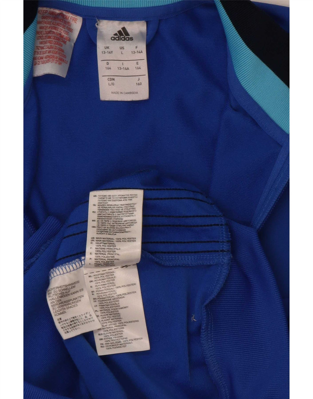 Adidas - Chaqueta de chándal para niño, 13-14 años, color azul, poliéster