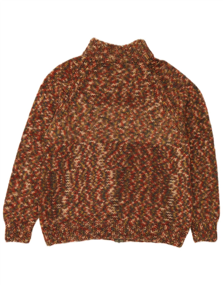 Vintage hombres Cardigan suéter medio multicolor moteado