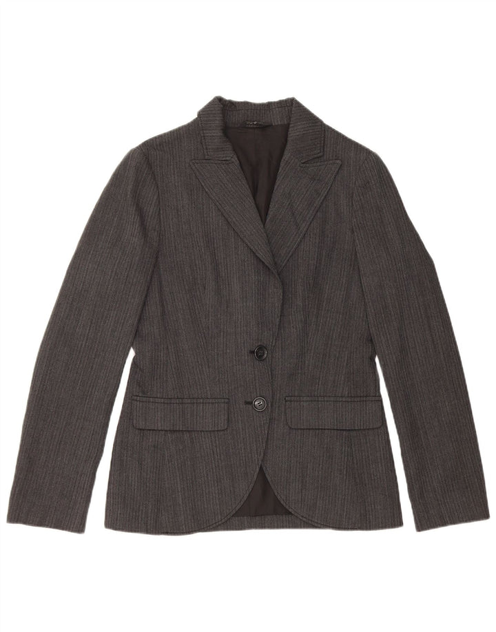 Vintage mujer 2 botones Blazer chaqueta IT 42 lana gris medio