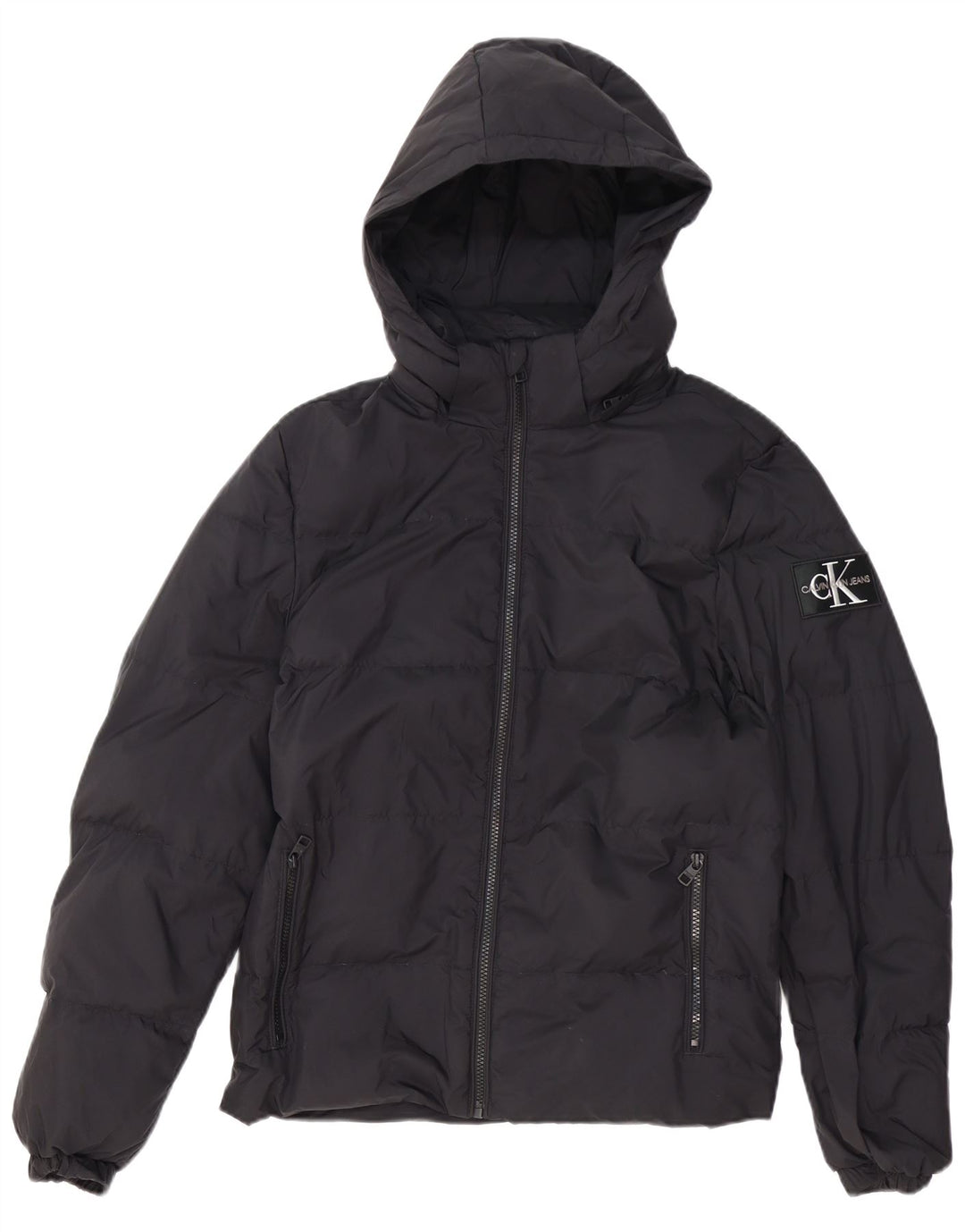 CALVIN KLEIN JEANS Chaqueta acolchada con capucha para hombre UK 34 XS Negro Poliéster