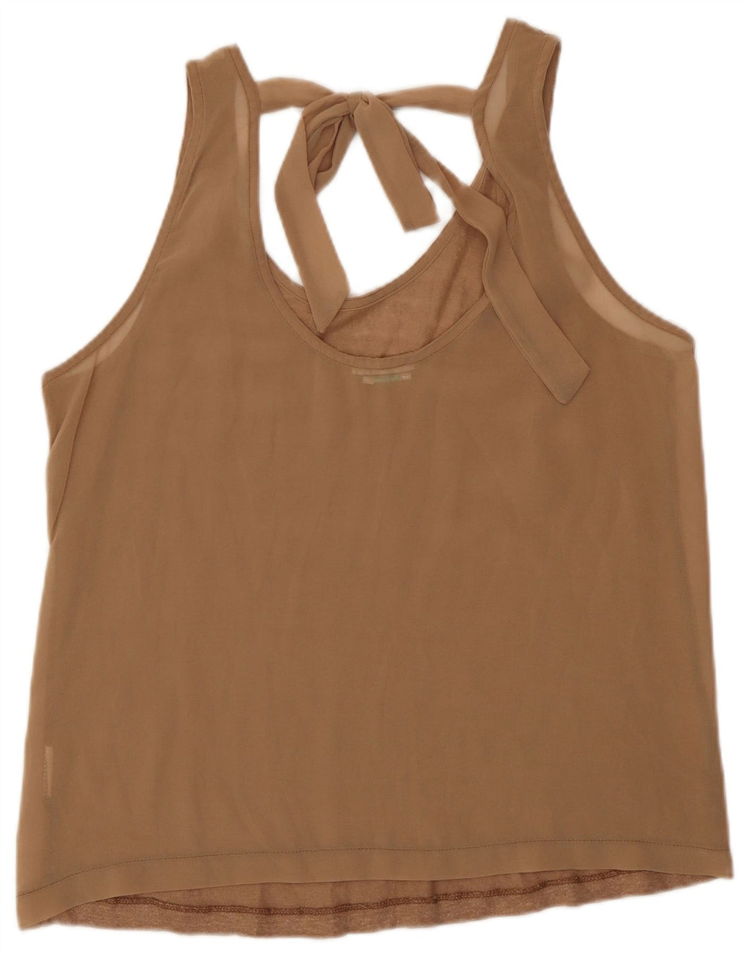 Benetton Top Sin Mangas Mujer UK 42 Lino Beige Medio