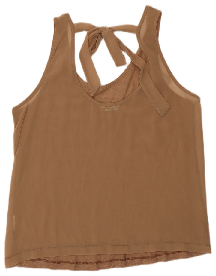 Benetton Top Sin Mangas Mujer UK 42 Lino Beige Medio