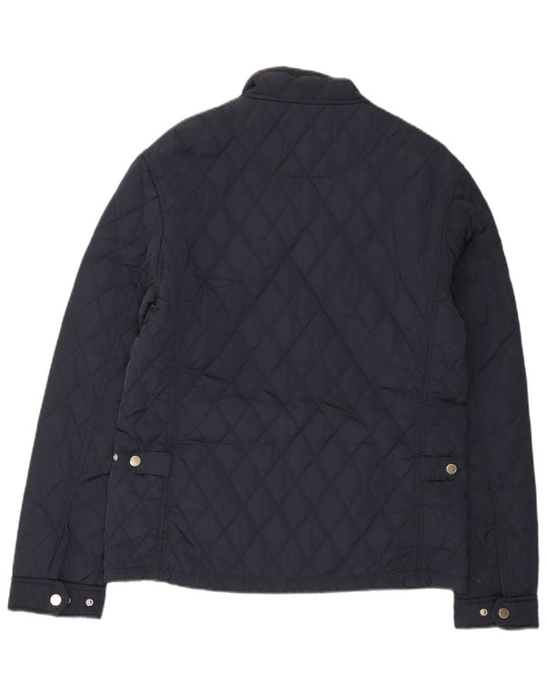 Zara Mens Quilted Jacket UK 40 Large Navy Blue Polyester