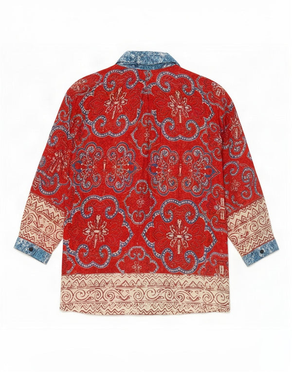 Blusa Desigual Mujer Relaxed Fit Shirt UK 40 XL Rojo Floral