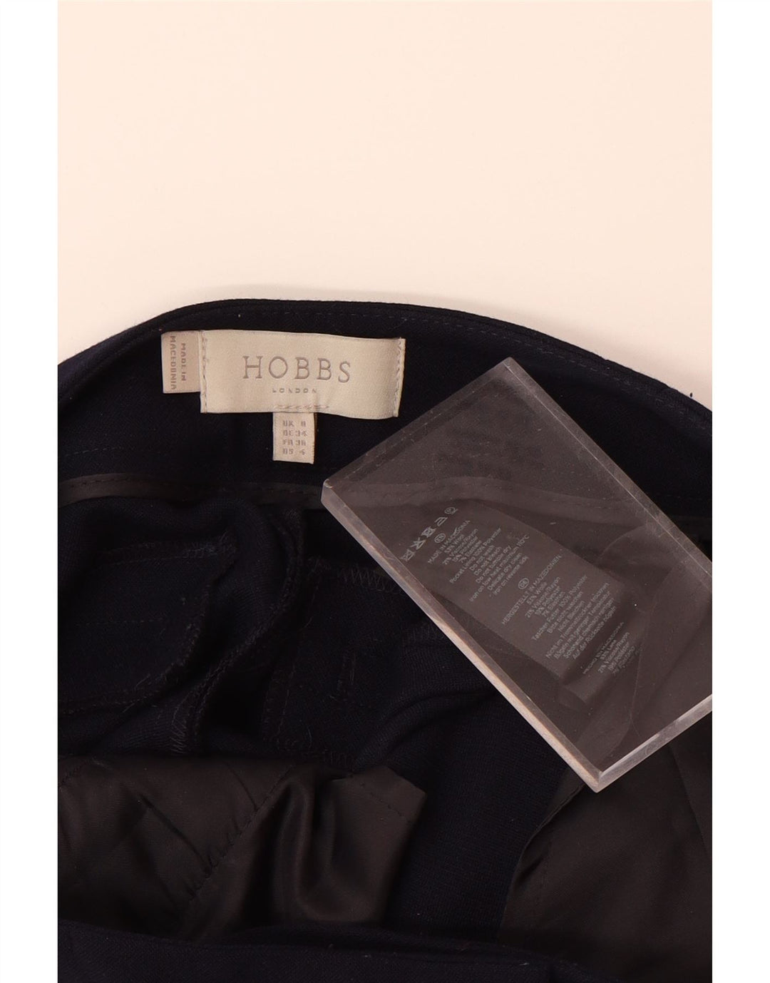 HOBBS Pantalón chino ajustado para mujer Medium W28 L28 Lana azul marino