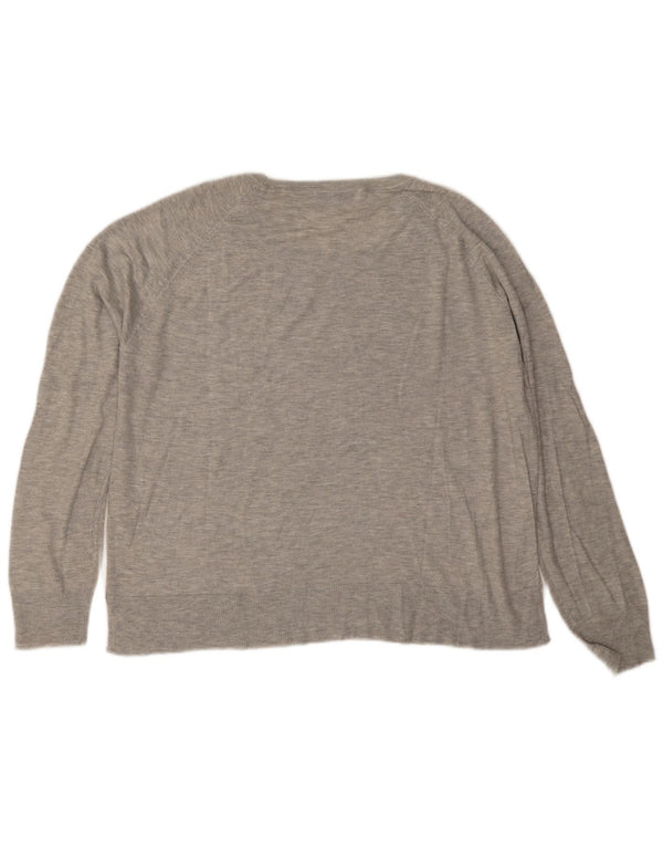 Zara Mujer Jersey Con Cuello Barco UK 40 XL Viscosa Gris
