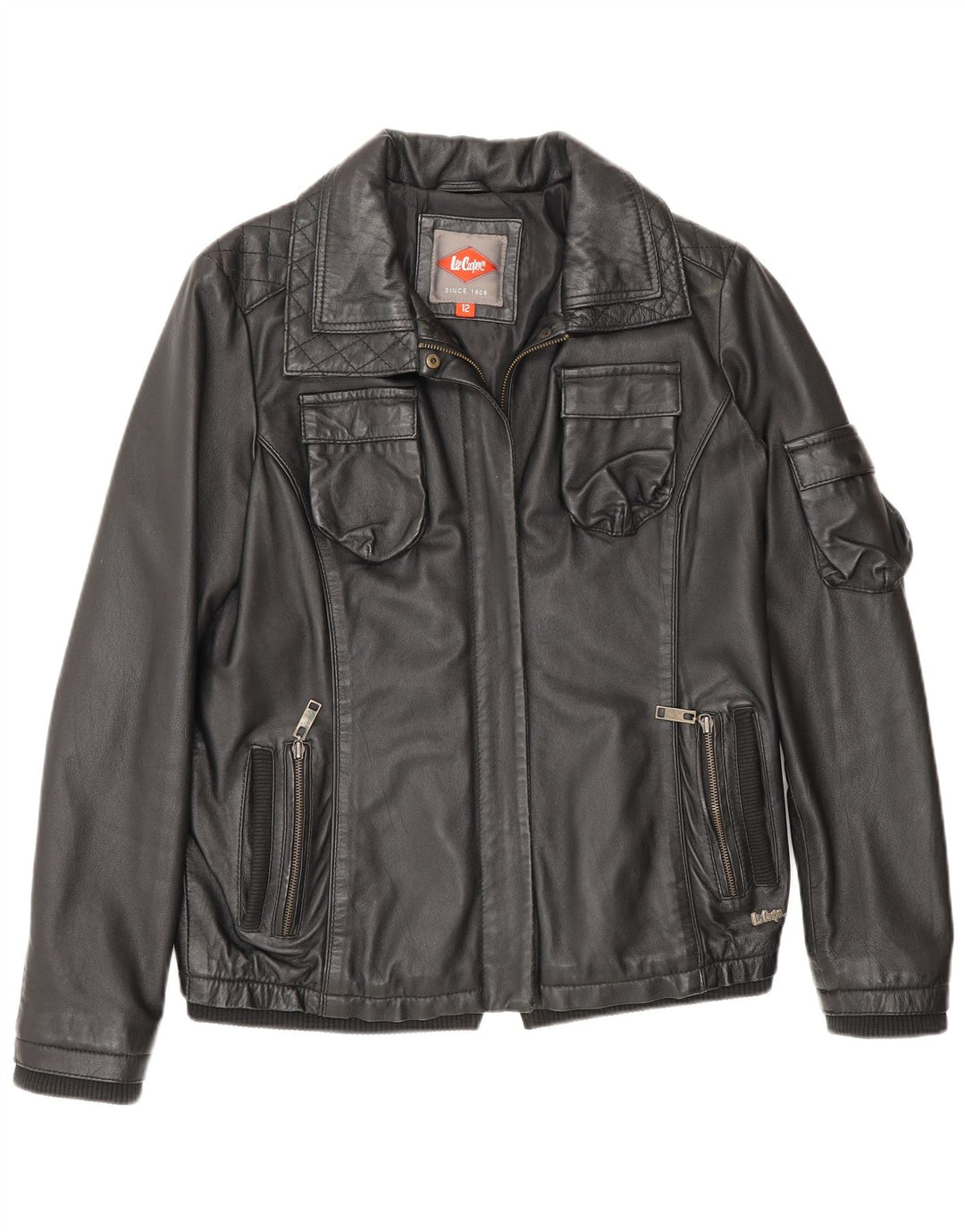 Lee Cooper - Chaqueta de piel para mujer, talla 40, talla M, color negro