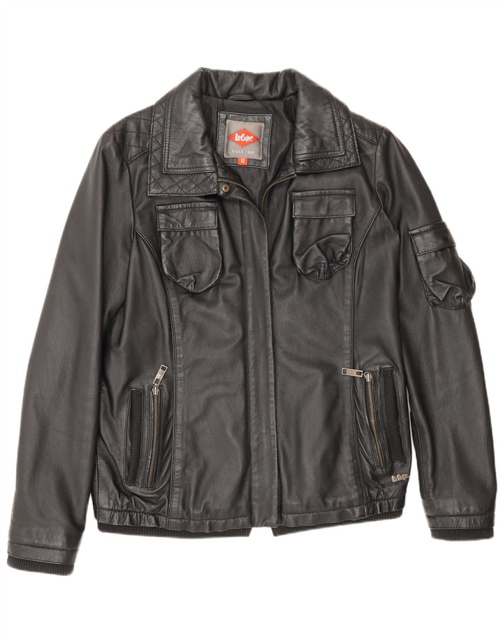 Lee Cooper - Chaqueta de piel para mujer, talla 40, talla M, color negro