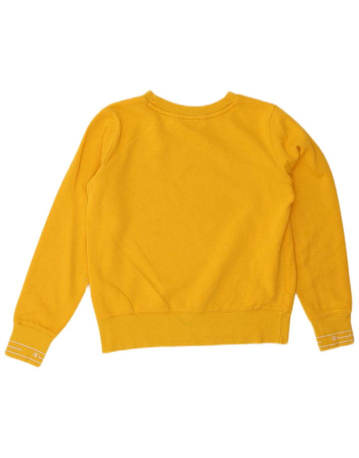 CHAMPION Womens Graphic Sweatshirt Jumper UK 14 Medium Yellow Cotton