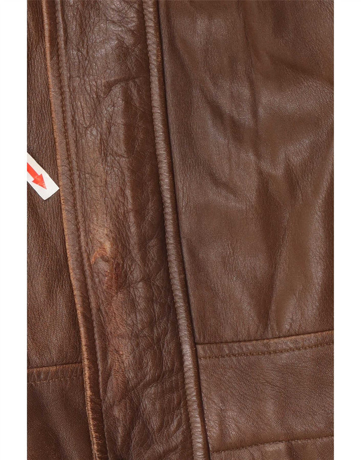 Michel Chaqueta de cuero para hombre IT 56 3XL Marrón