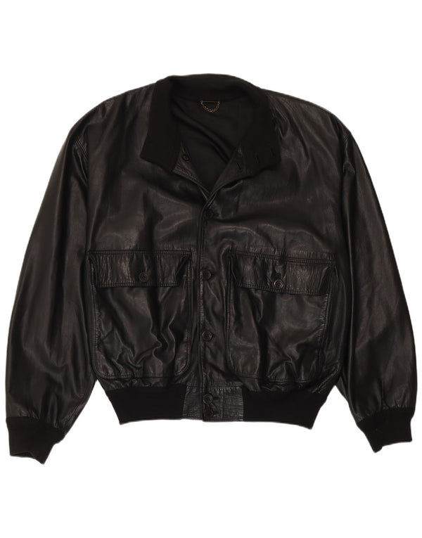 Lamatta Chaqueta de cuero para hombre IT 52 XL Negro