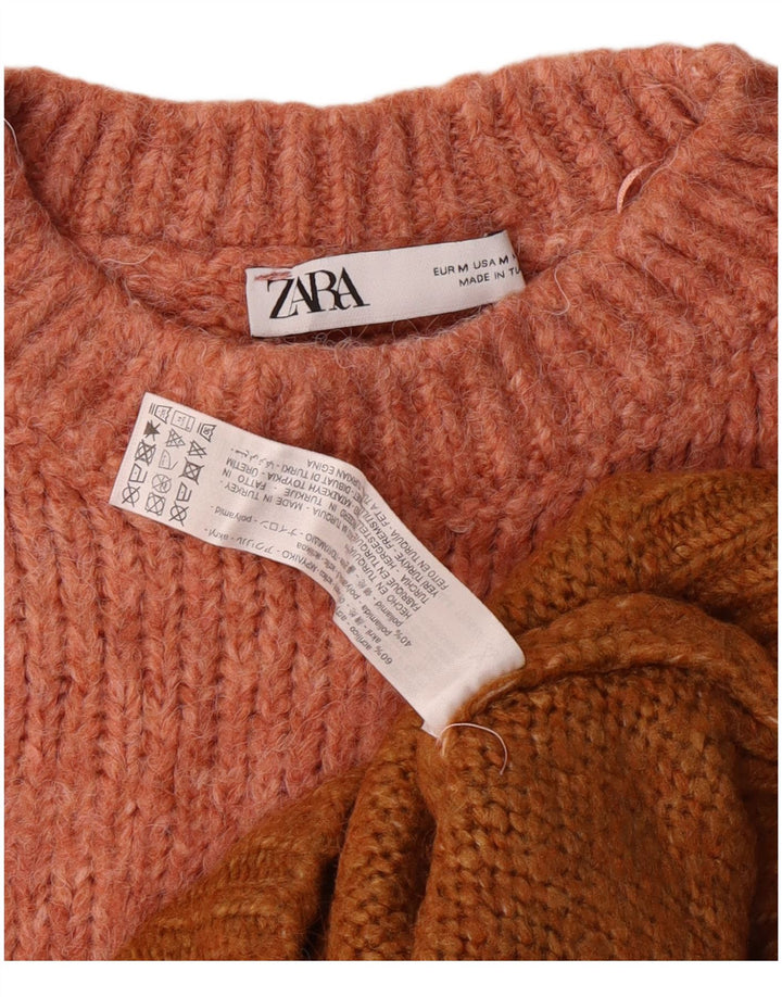 ZARA Jersey de cuello redondo para mujer, UK 44 Acrílico color block rosa medio