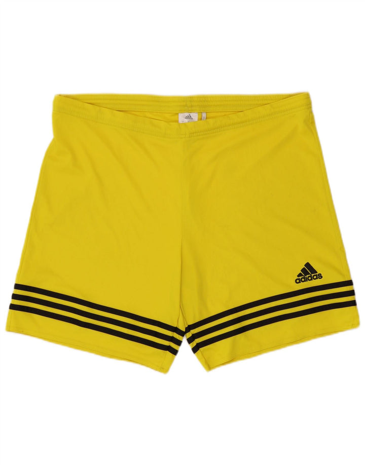 Adidas Pantalones cortos deportivos para hombre poliéster de rayas amarillas grandes