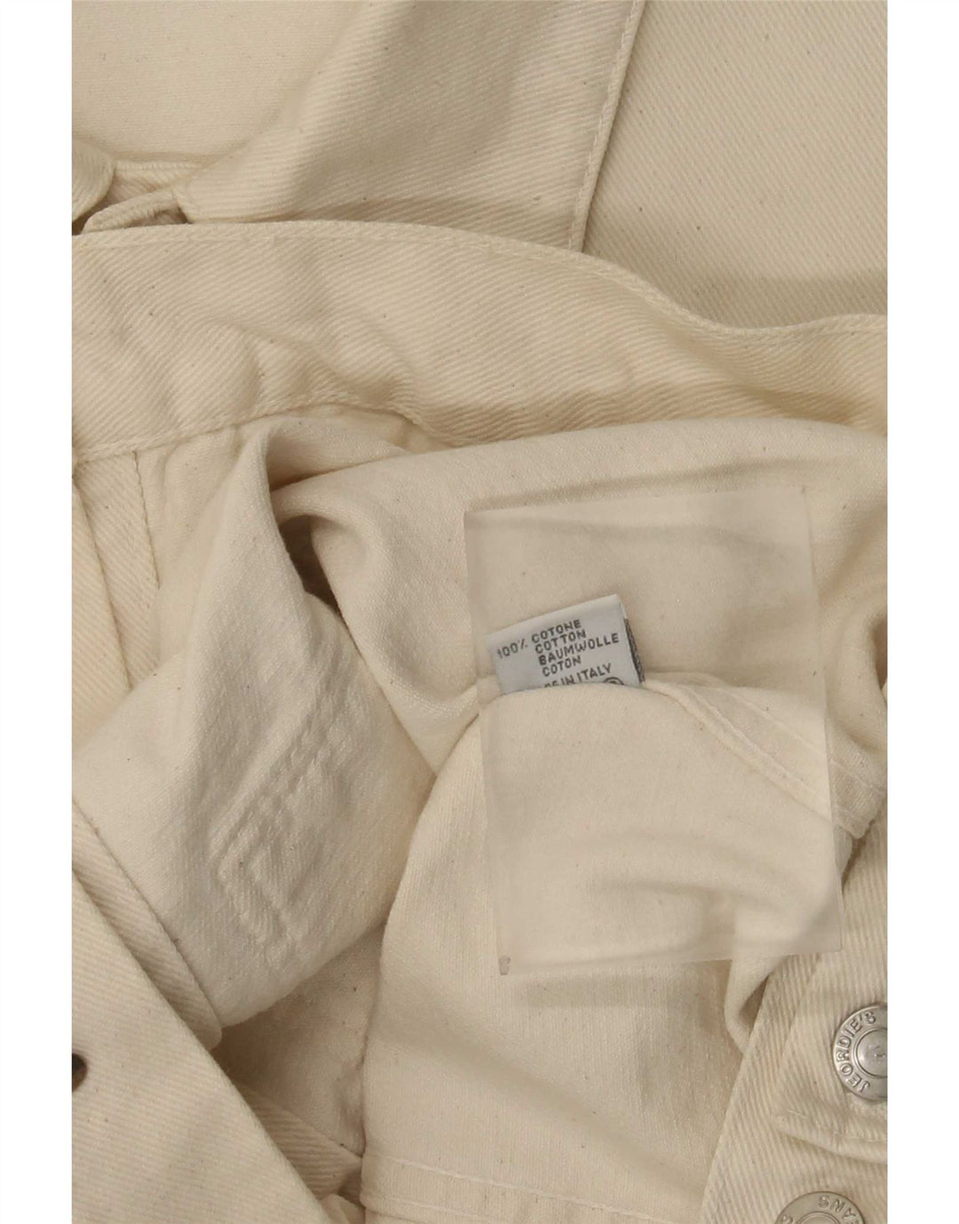 Vintage mujer chaqueta de mezclilla Reino Unido 20 2XL de algodón blanco