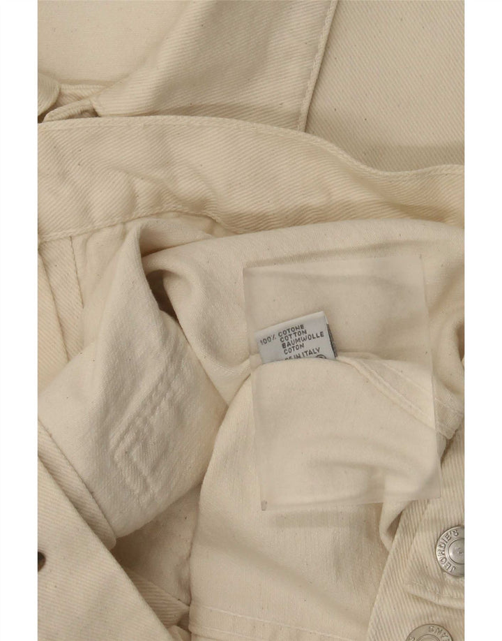 Vintage mujer chaqueta de mezclilla Reino Unido 20 2XL de algodón blanco