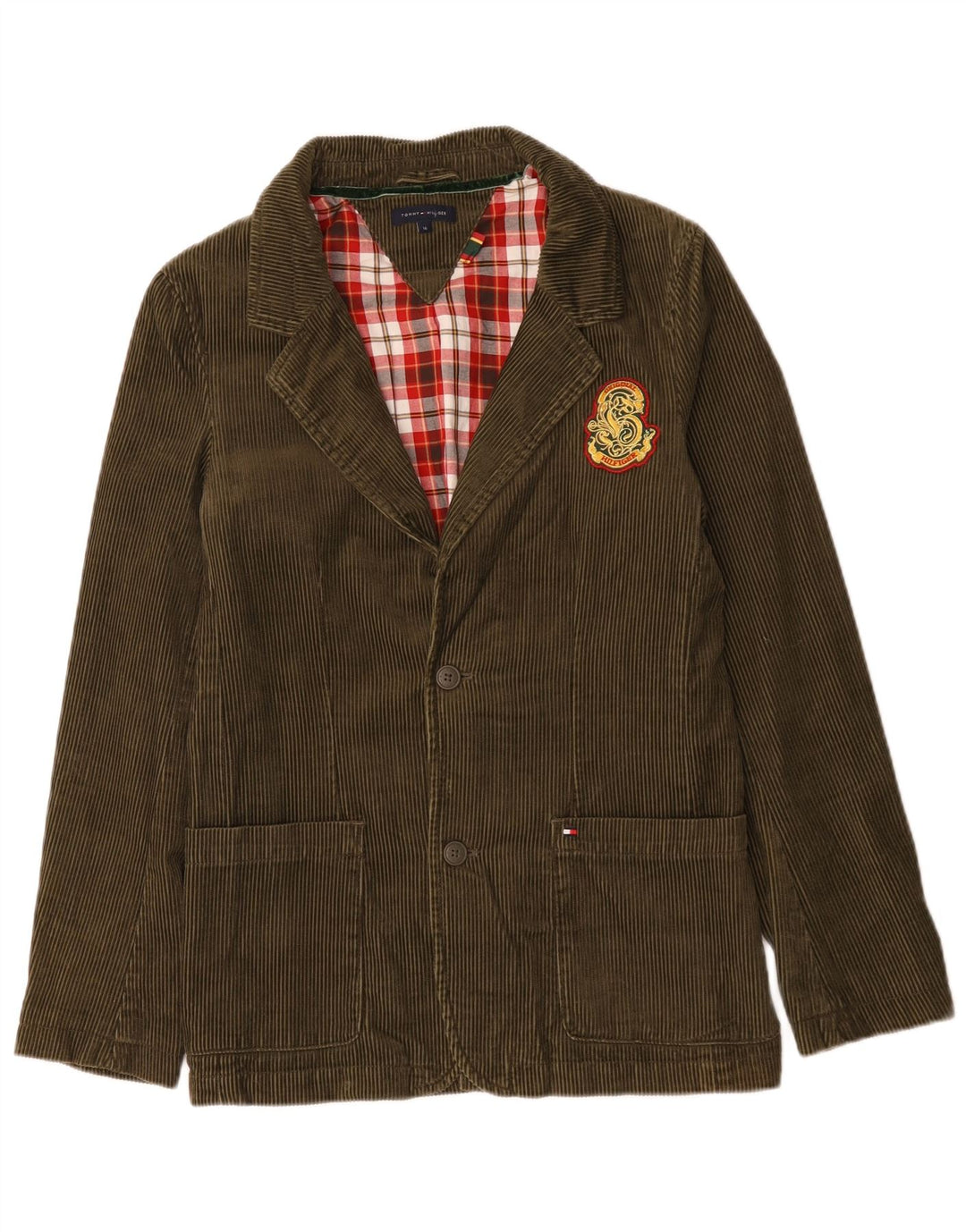 Tommy Hilfiger Chaqueta tipo blazer de pana con 2 botones para niños 15-16 años Caqui
