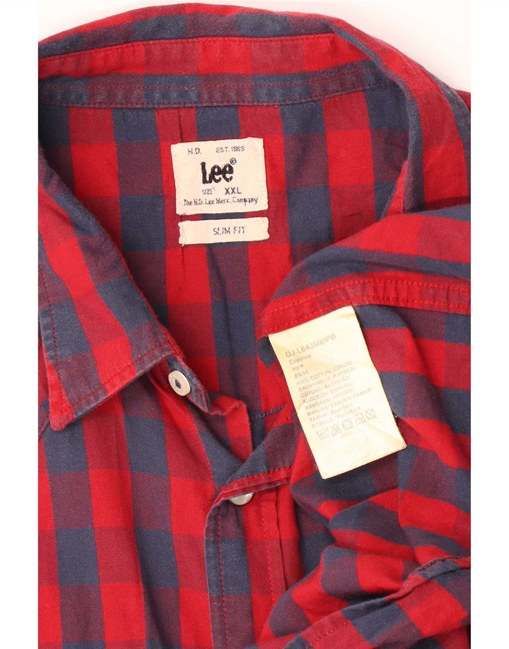 Lee Camisa Slim Fit para Hombre 2XL Algodón A Cuadros Rojos
