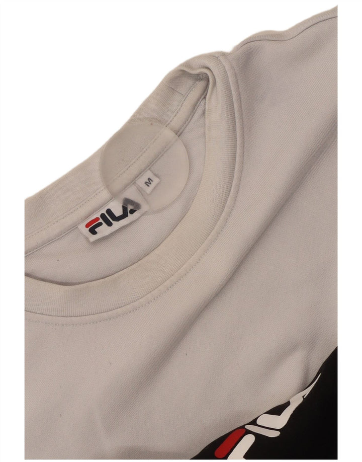 FILA - Sudadera gráfica para mujer, talla 40, tamaño mediano, color negro
