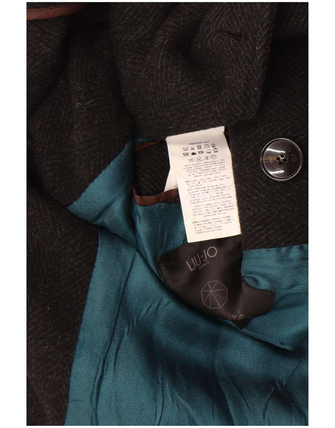 Abrigo de doble botonadura para hombre Liu Jo IT 52 XL Lana de espiga negra