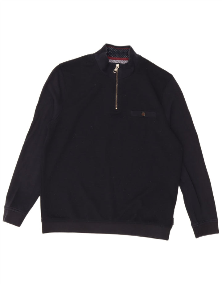 Ted Baker Sudadera con cuello y cremallera para hombre Talla 4 Grande Poliéster azul marino