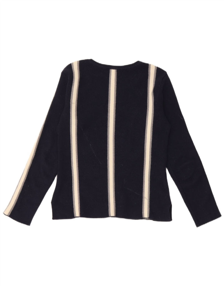 Jersey Lacoste para mujer con cuello barco talla 38 mediano azul marino a rayas