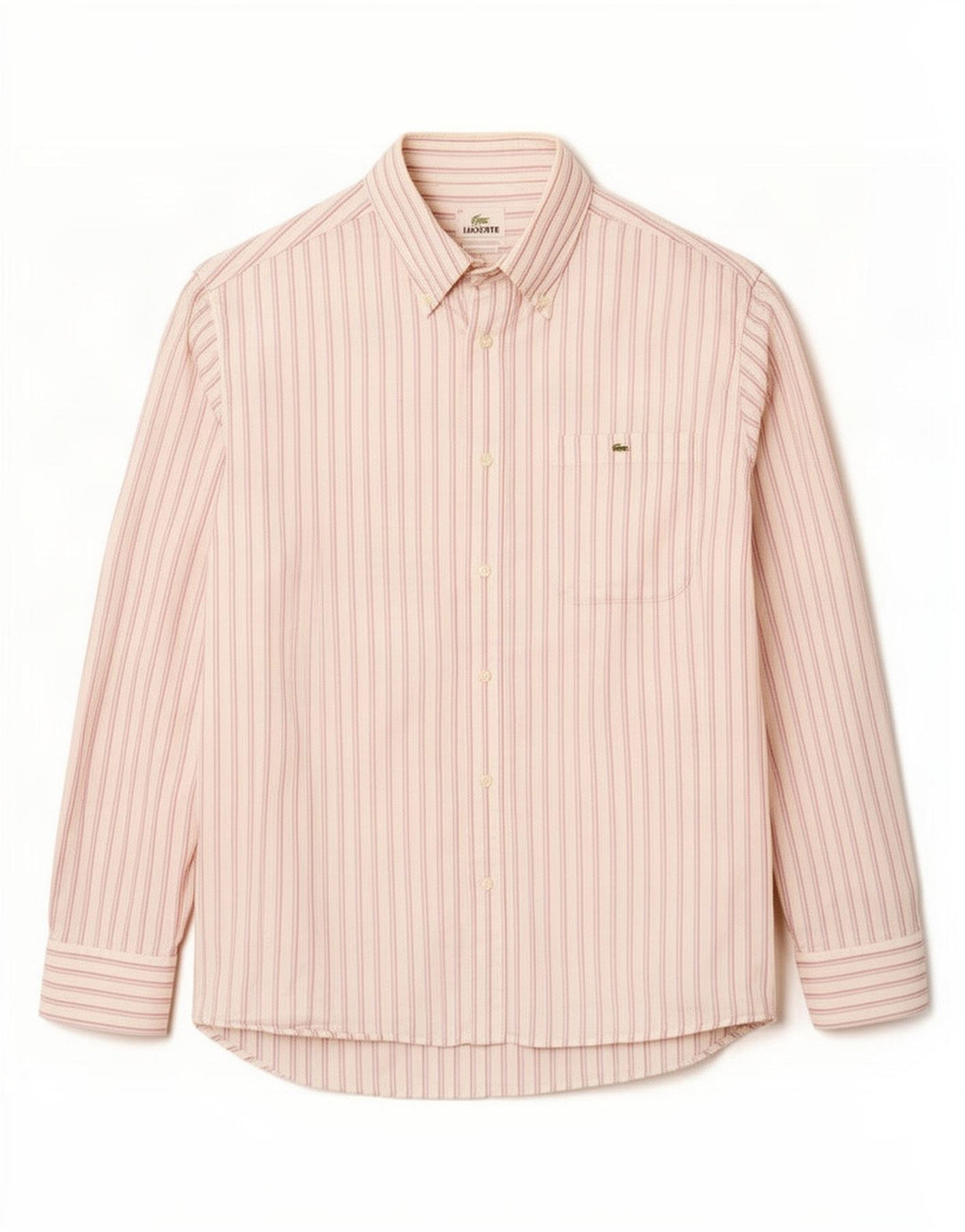 Camisa Lacoste Hombre Talla 40 Mediana Algodón Rayas Blancas