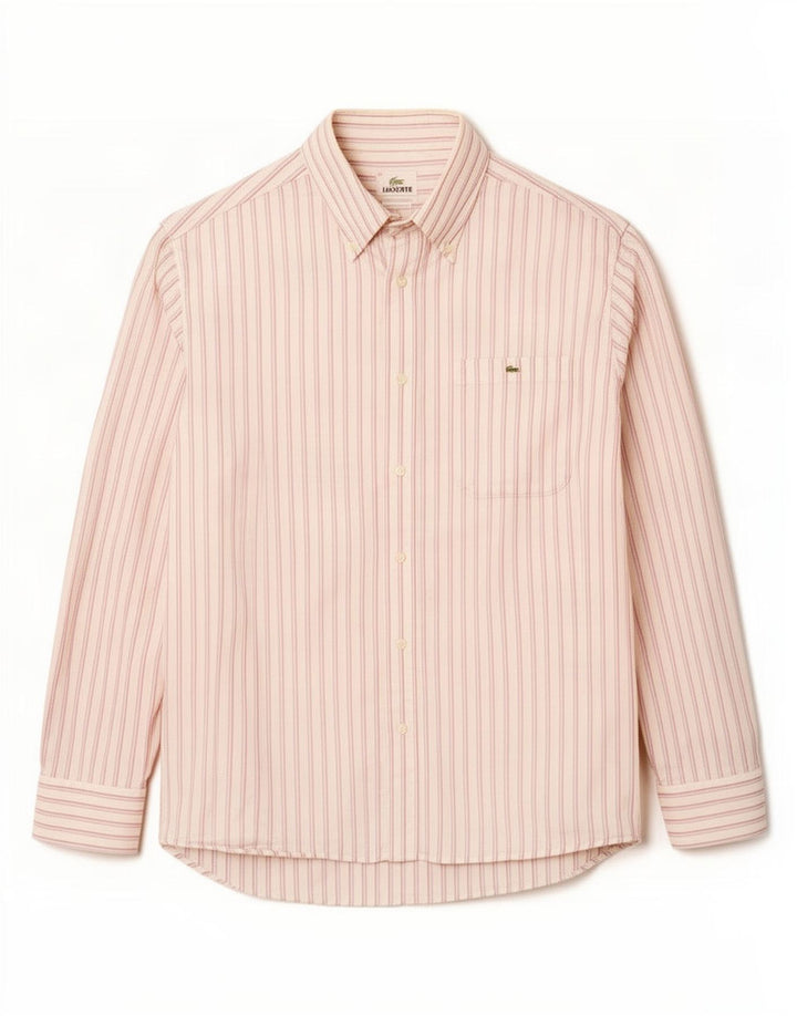Camisa Lacoste Hombre Talla 40 Mediana Algodón Rayas Blancas