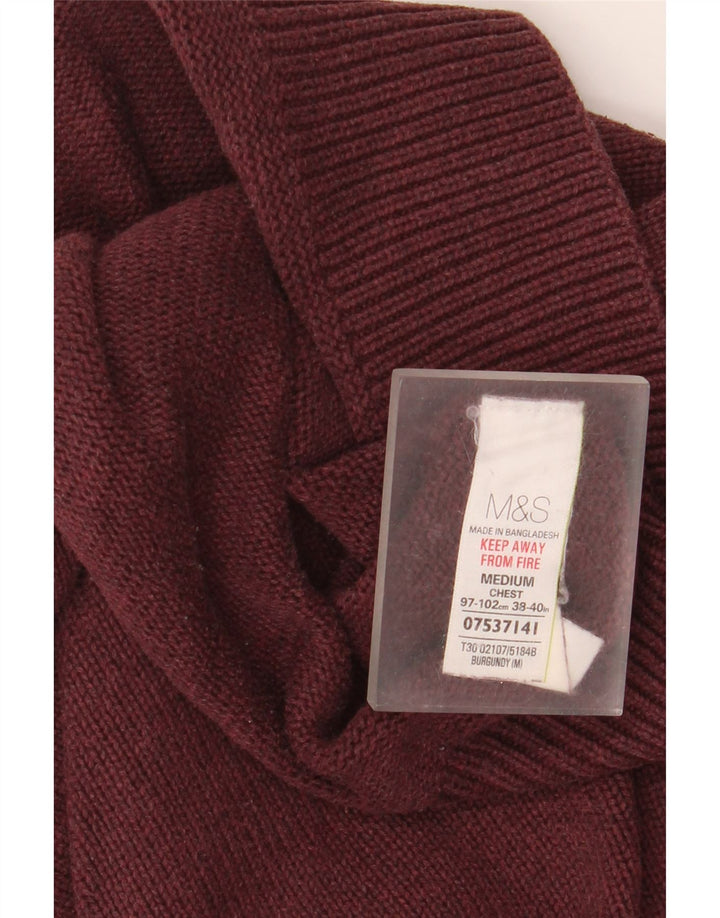 Marks & Spencer Jersey con cuello tipo chal para hombre de algodón burdeos medio