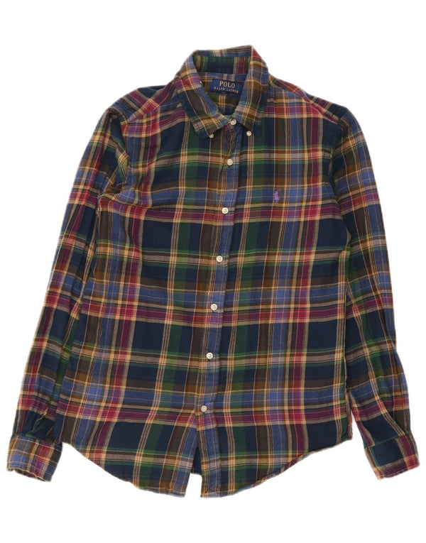 Polo Ralph Lauren Camisa de franela de ajuste personalizado para hombre, cuadros pequeños multicolores
