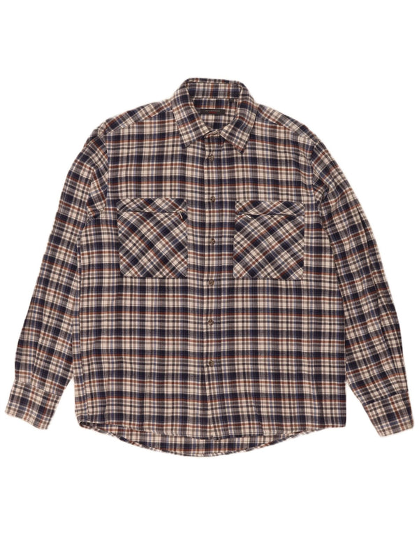 Camisa de franela para hombre Sea Barrier Algodón a cuadros azul marino mediano