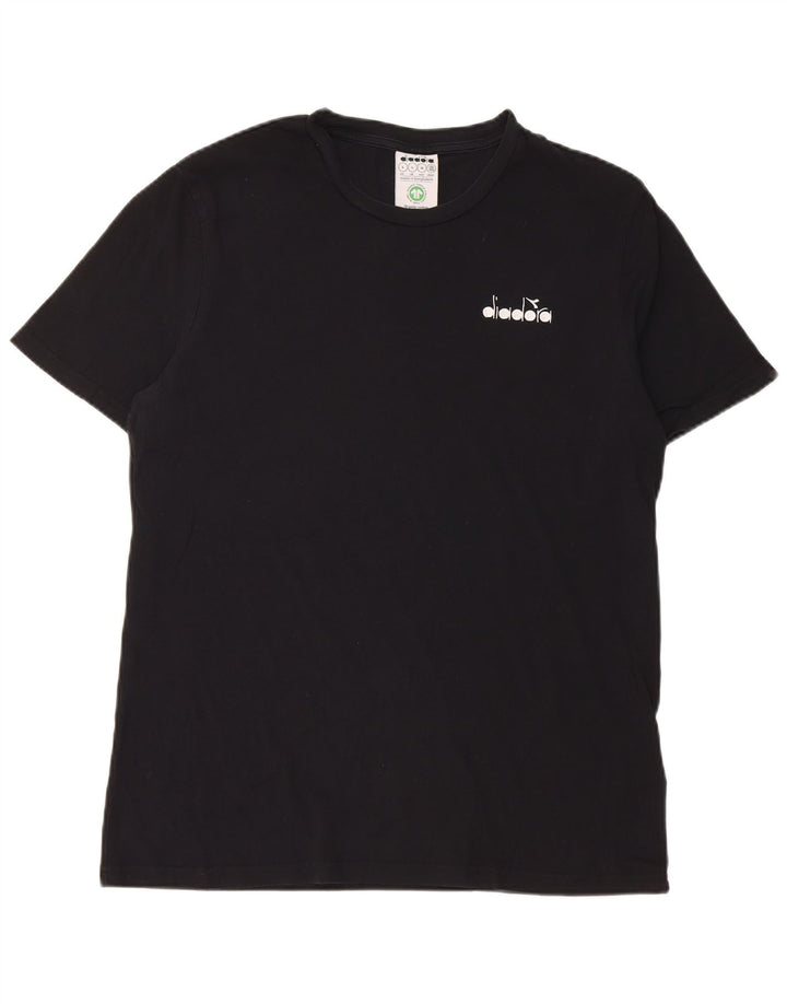 Diadora Hombre Camiseta Top Grande Negro Algodón