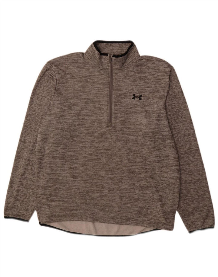 UNDER ARMOUR Mens Zip Neck Sweatshirt Jumper Large Grey Polyester