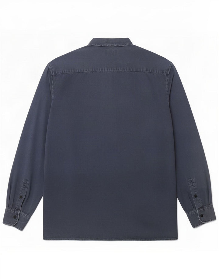 Camisa Schott para hombre grande azul algodón
