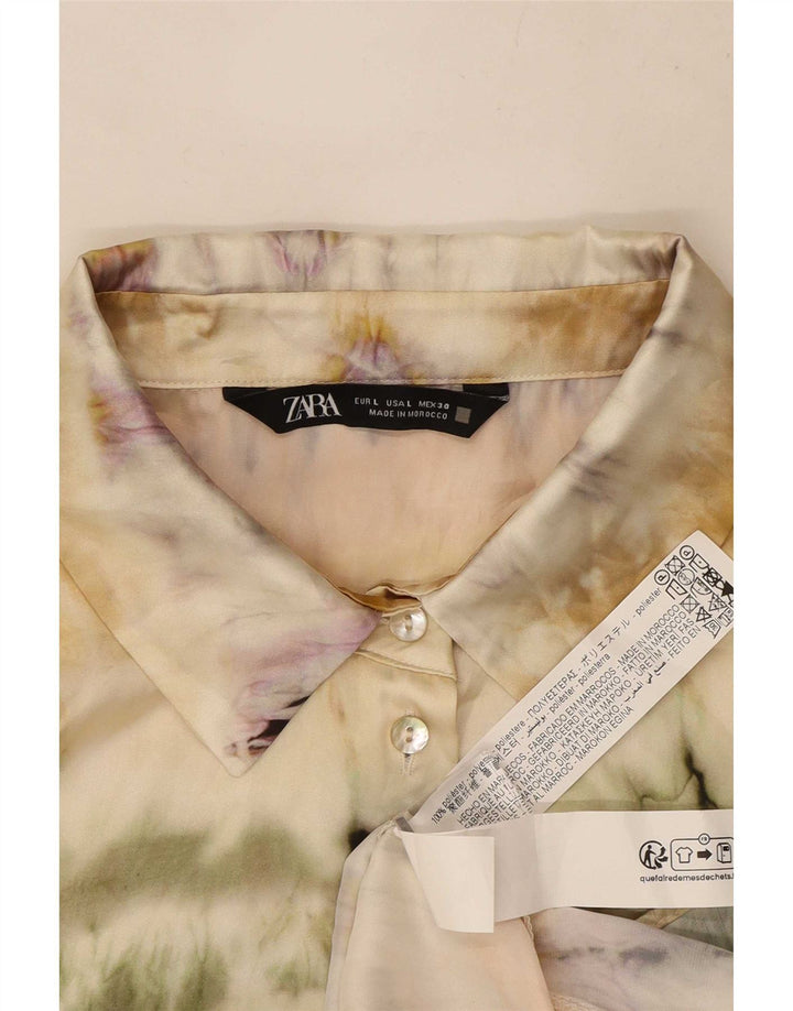 Zara Blusa Camisa Mujer UK 46 Grande Poliéster Tie Dye Multicolor