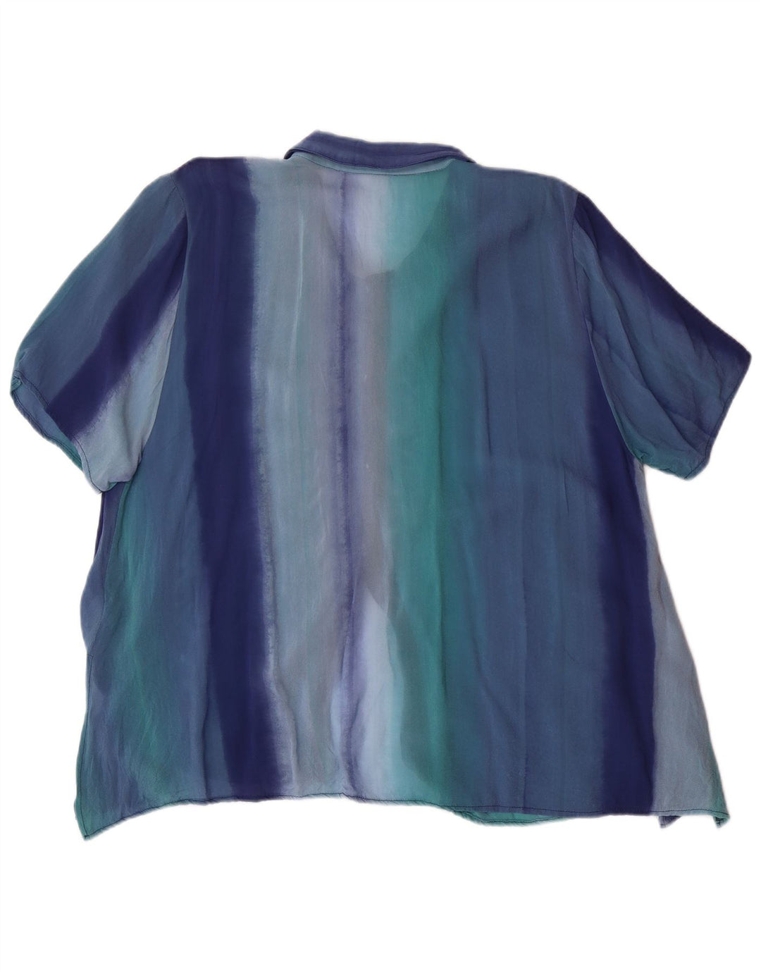 VINTAGE Womens See Through Shirt Blouse UK 12 Medium Blue Striped