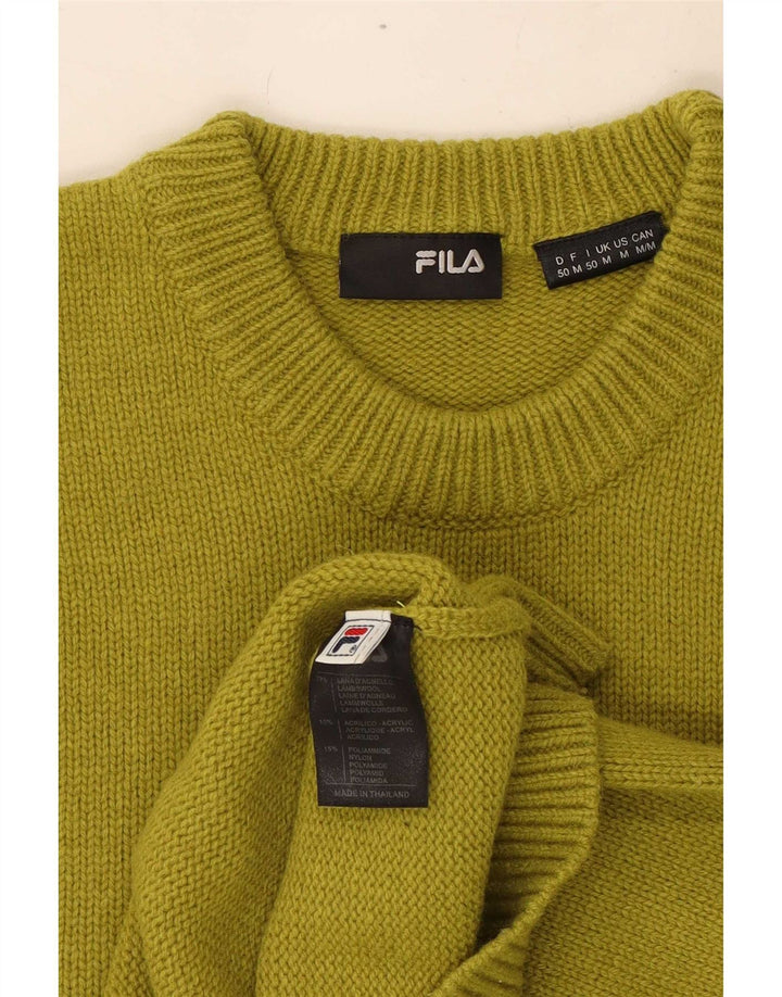 Fila Hombre Crew Neck Jumper Sweater Medium Khaki Wool