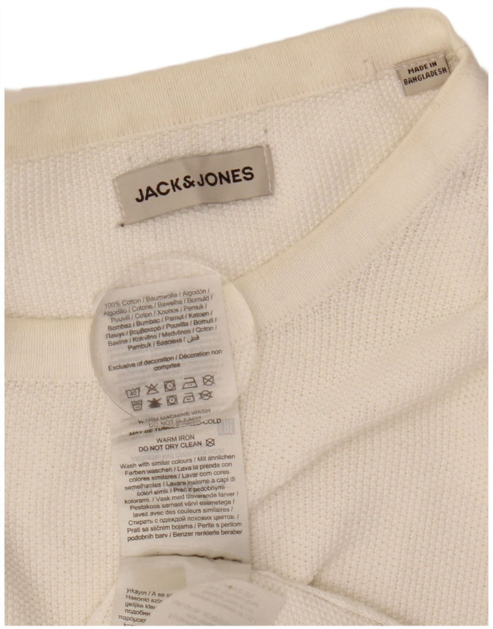 Jack & Jones Jersey con cuello redondo para hombre, talla grande, algodón blanco