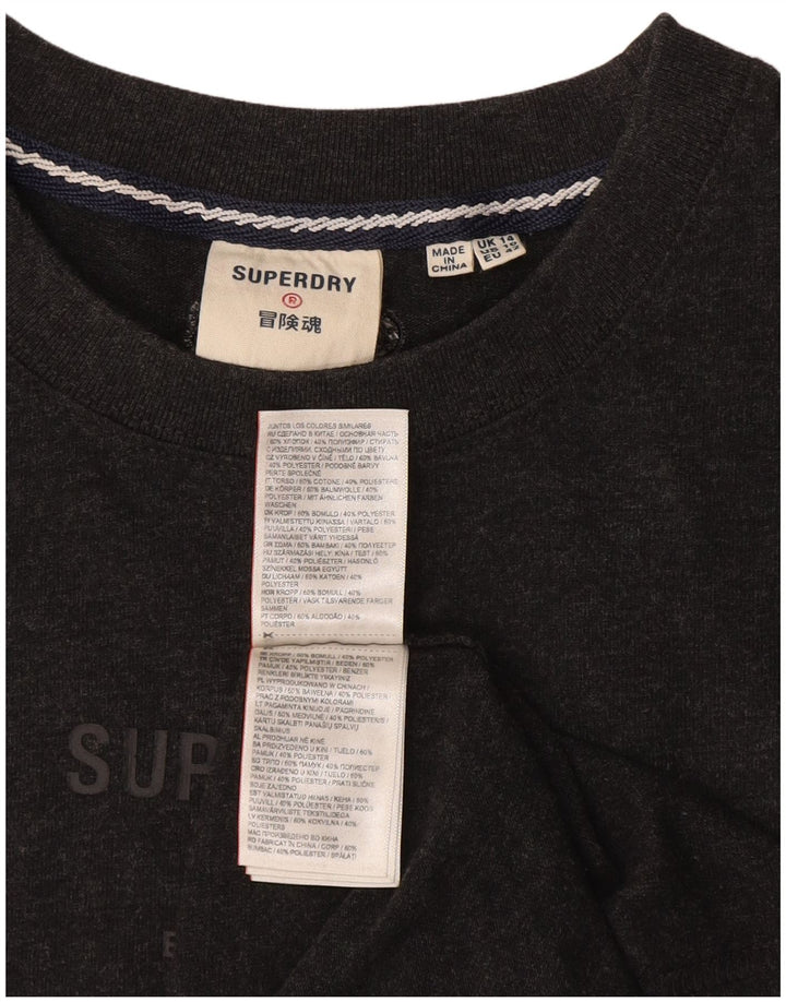 Superdry Mujer Camiseta Gráfica Top UK 40 Grande Algodón Gris