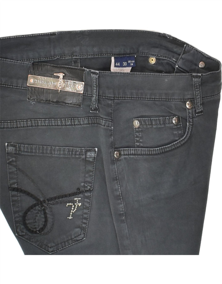 TRUSSARDI JEANS Womens Straight Casual Trousers W28 L29 Grey Cotton | Vintage Trussardi Jeans | Thrift | Second-Hand Trussardi Jeans | Used Clothing | Messina Hembry 